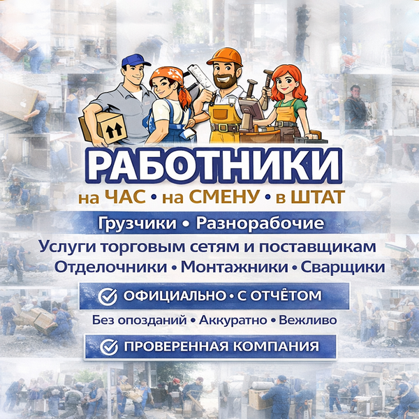 Работники для юр и физ лиц, на час,на смену,в штат