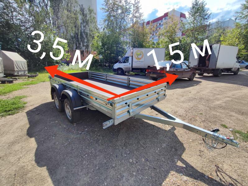 Прицеп двухосный открытый: 3,5*1,5 м 