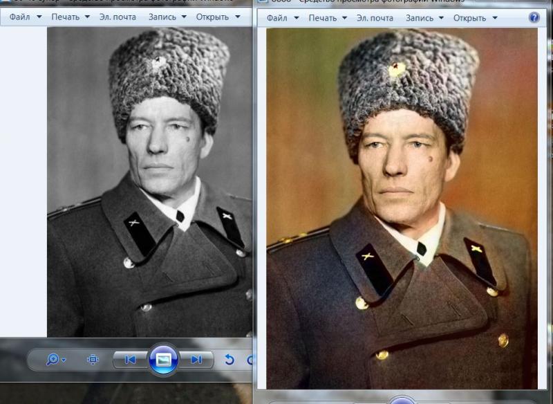 раскрасить  старые черно-белые фотографии